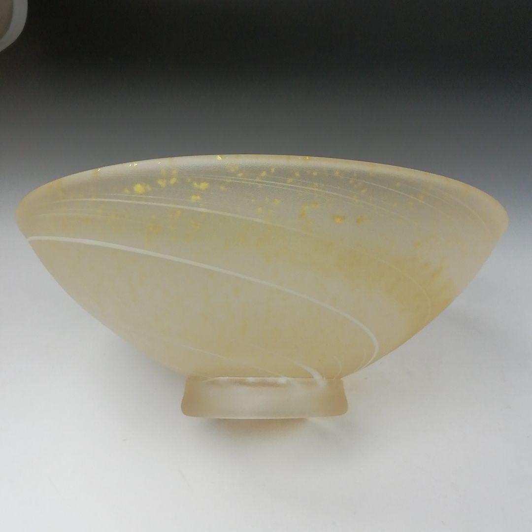 Ｔ４５１　茶碗　『瑠璃の匠』『ガラス平茶碗』『原田宗春 作』共箱　抹茶碗　茶道具