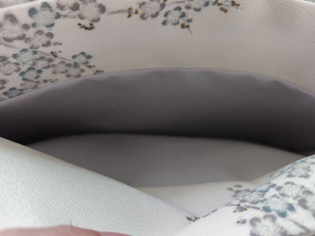 梅模様　ちりめん 利休バッグ　和装バッグ