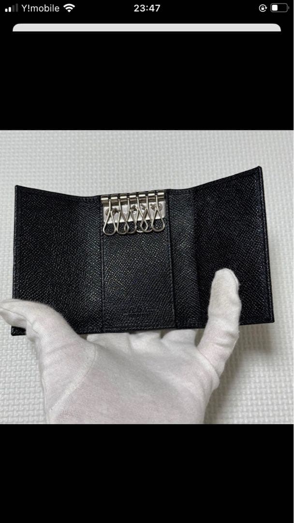 未使用　BVLGARI ブルガリ ロゴクリップ　レザーキーケース　ブラック　黒