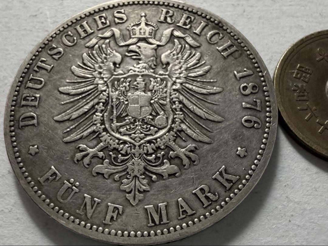 小*和様 1876年Bドイツプロイセン王国5マルク銀貨　ウィルヘルム1世