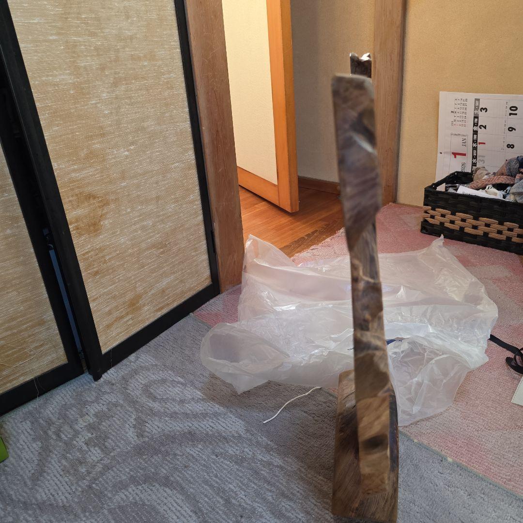 木製抽象彫刻 芸術家名刻印