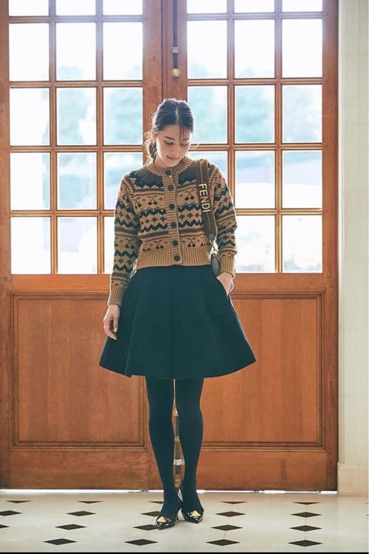 セブンテン ハイウエストフレアキュロットブラック M