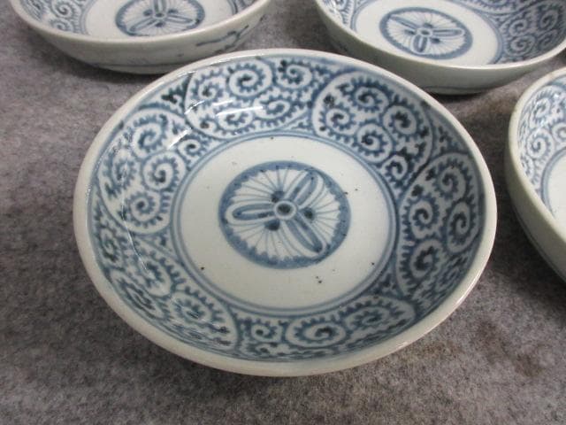 古伊万里染付蛸唐草文くらわんかなます皿5枚 [B26532]