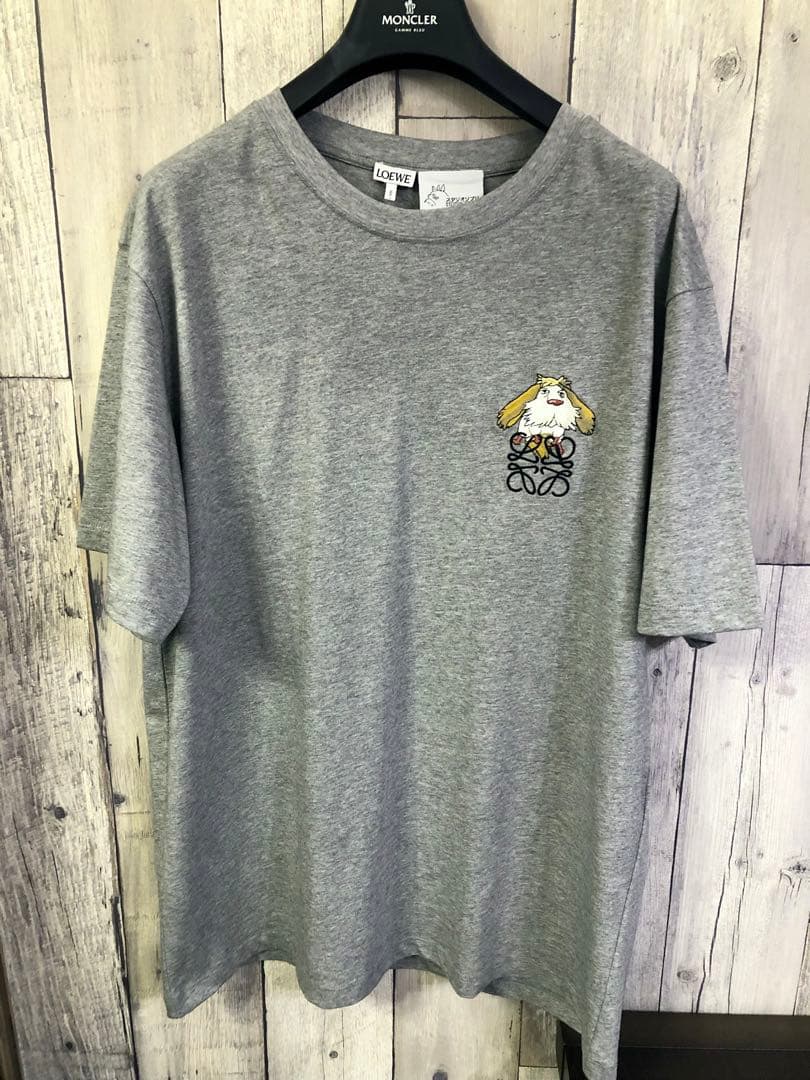 ロエベ 本物 新作 ジブリ LOEWE ハウル ロゴ Tシャツ グレー Lサイズ