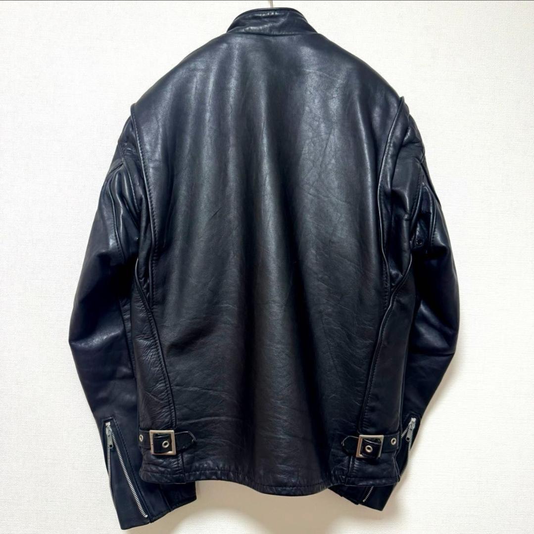 Schott ブラックレザー シングルライダースジャケット 38