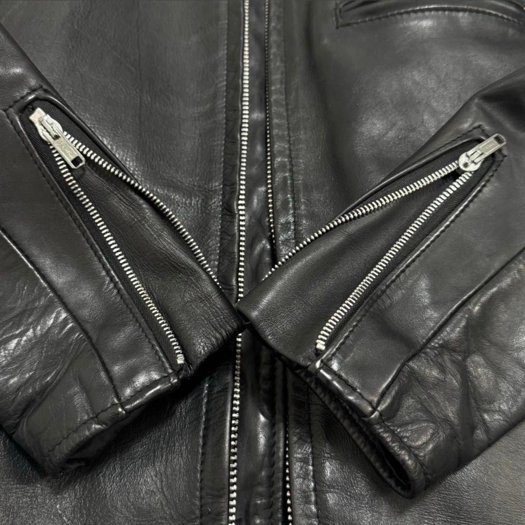 Schott ブラックレザー シングルライダースジャケット 38