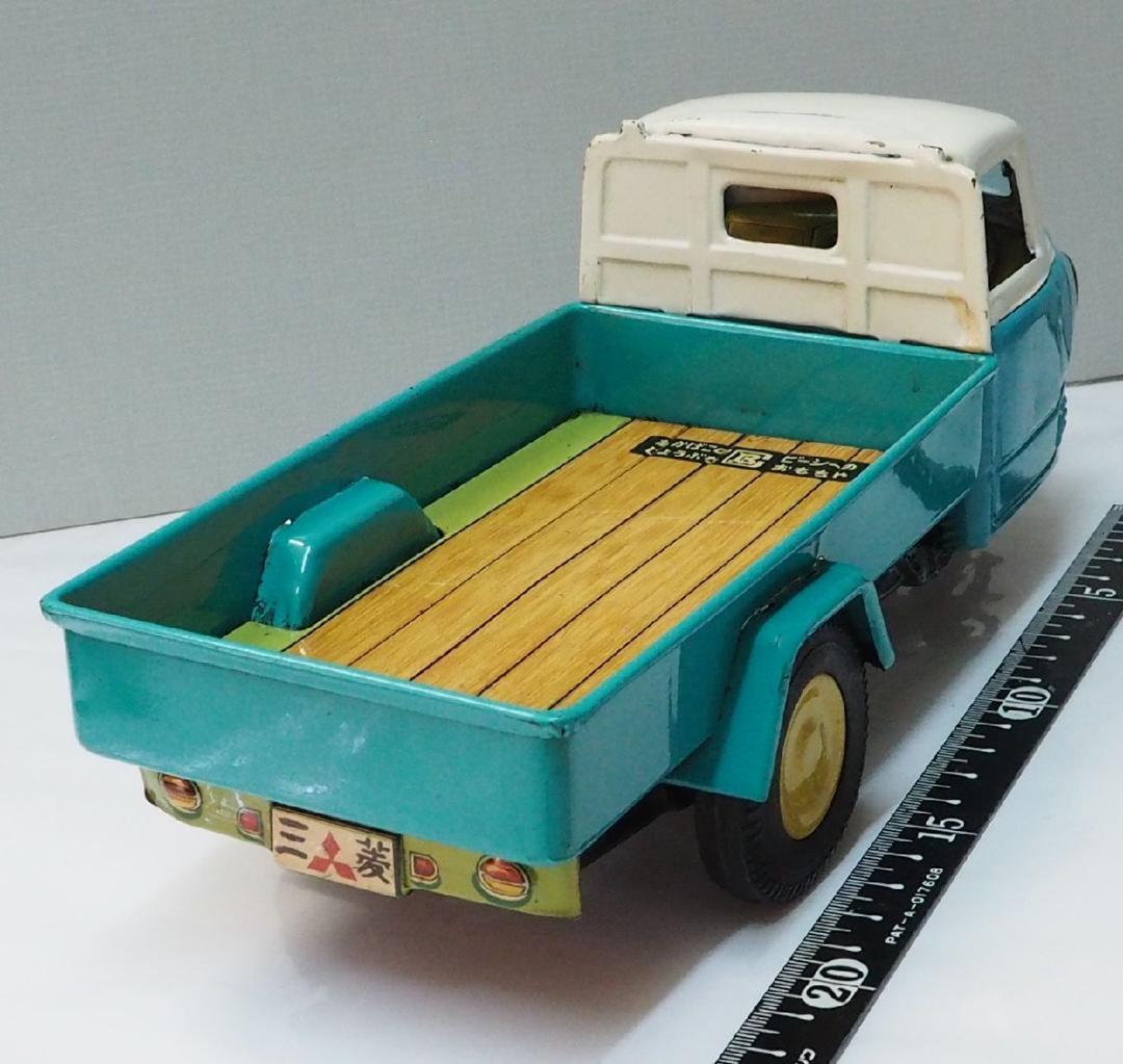 萬代屋【三菱 オート三輪トラック白/黄緑 動作確認済】ブリキ自動車TIN【箱無】