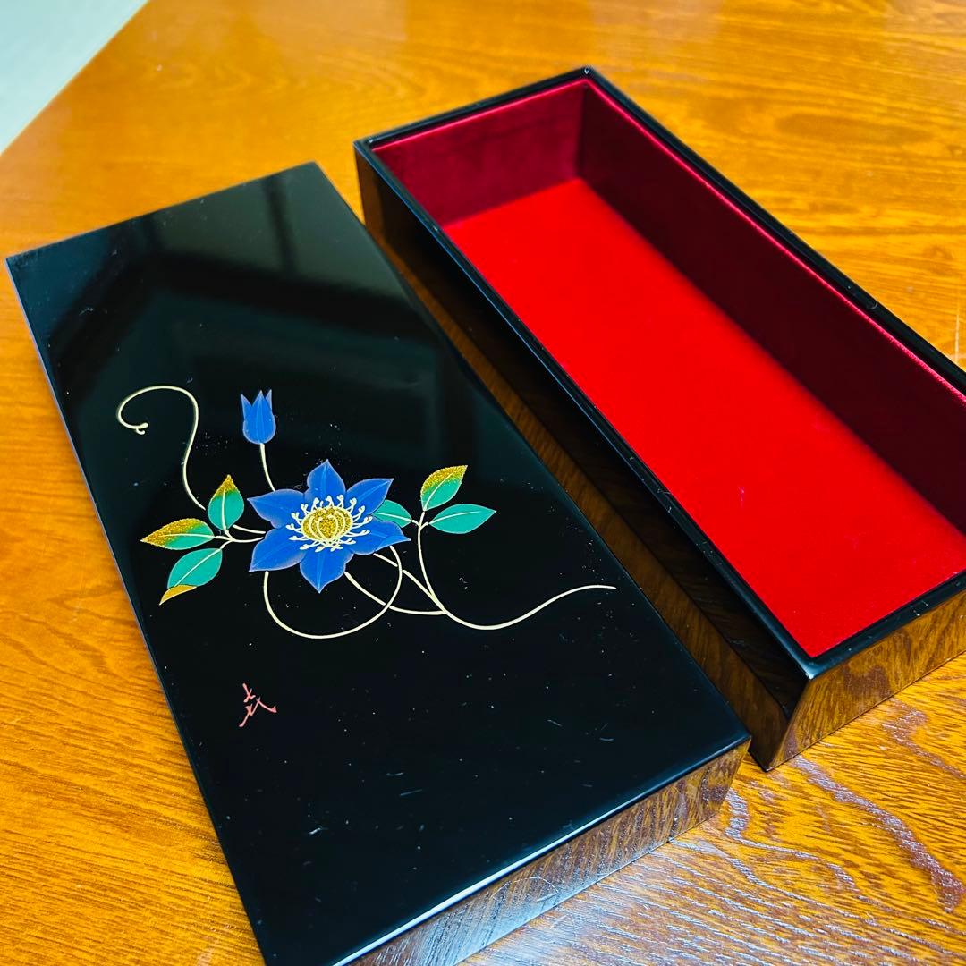 （お値下げしました）輪島塗 長角小箱 青花