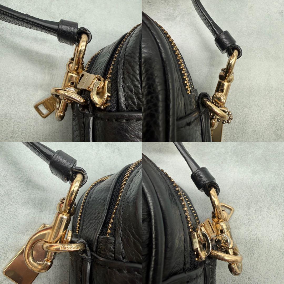 【美品】COACH コーチ ショルダーバッグ ダブルファスナー クロスボディ 黒
