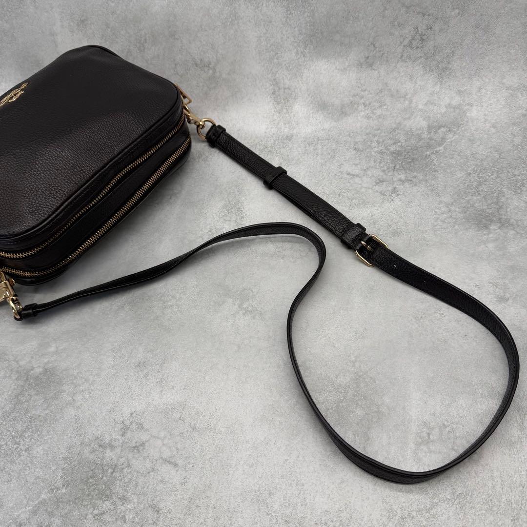 【美品】COACH コーチ ショルダーバッグ ダブルファスナー クロスボディ 黒