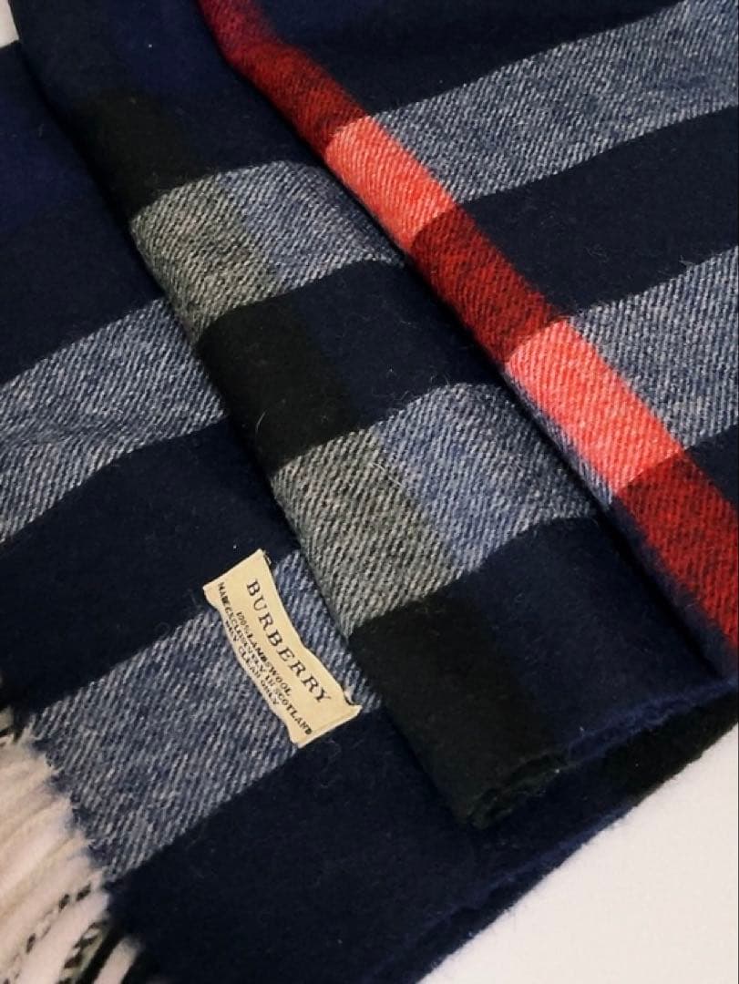 バーバリー　BURBERRY マフラー　チェック　ブルー系　男女兼用