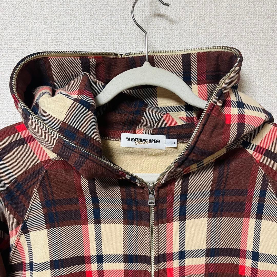 レア A BATHING APE ラブジェネチェック パーカー Lサイズ 日本製