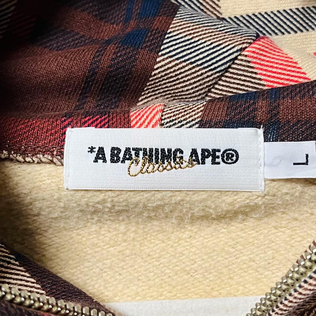 レア A BATHING APE ラブジェネチェック パーカー Lサイズ 日本製