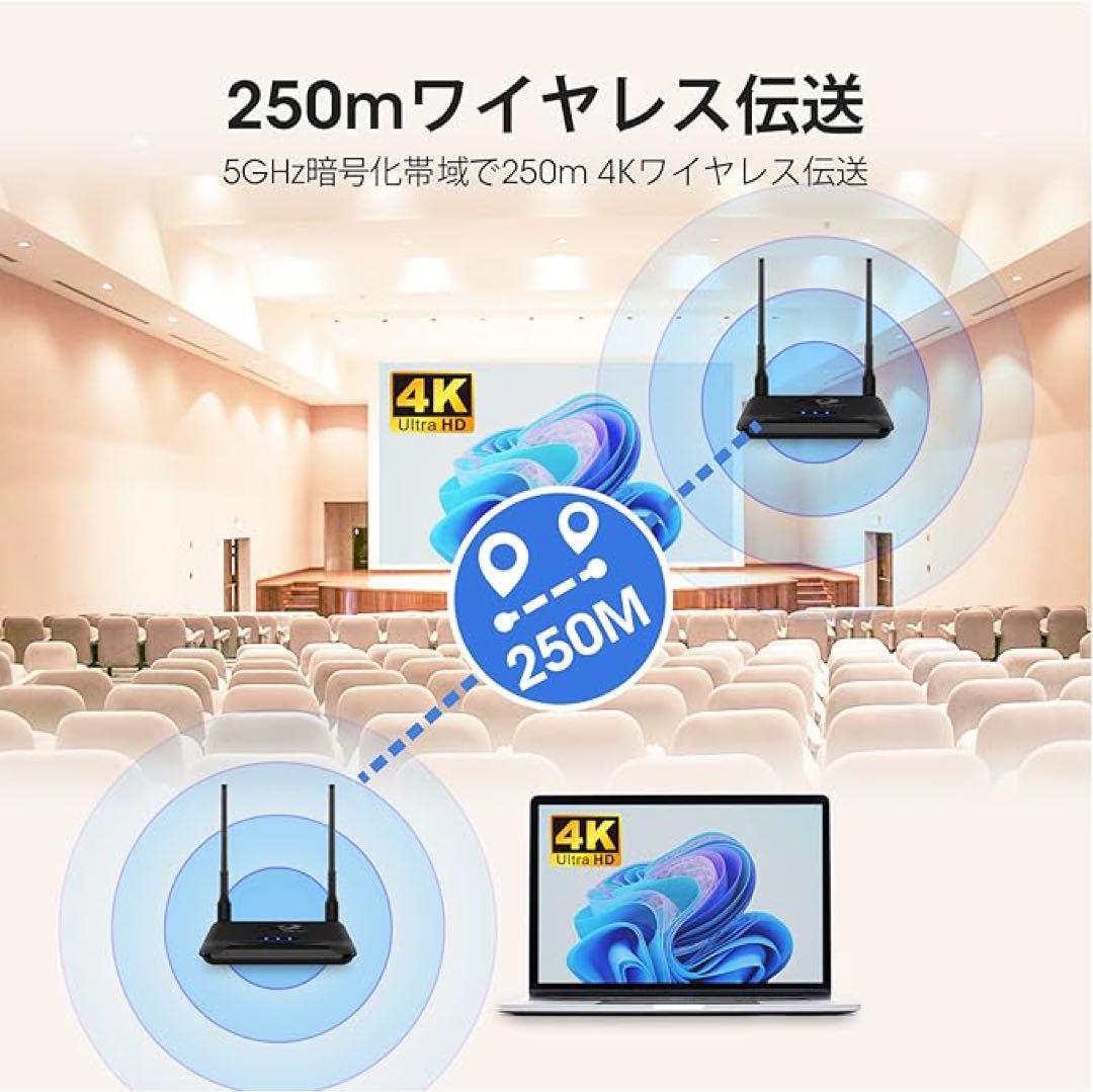 ワイヤレスHDMI 送信機と受信機4K@30HzHDフルHD 5Ghz/250m