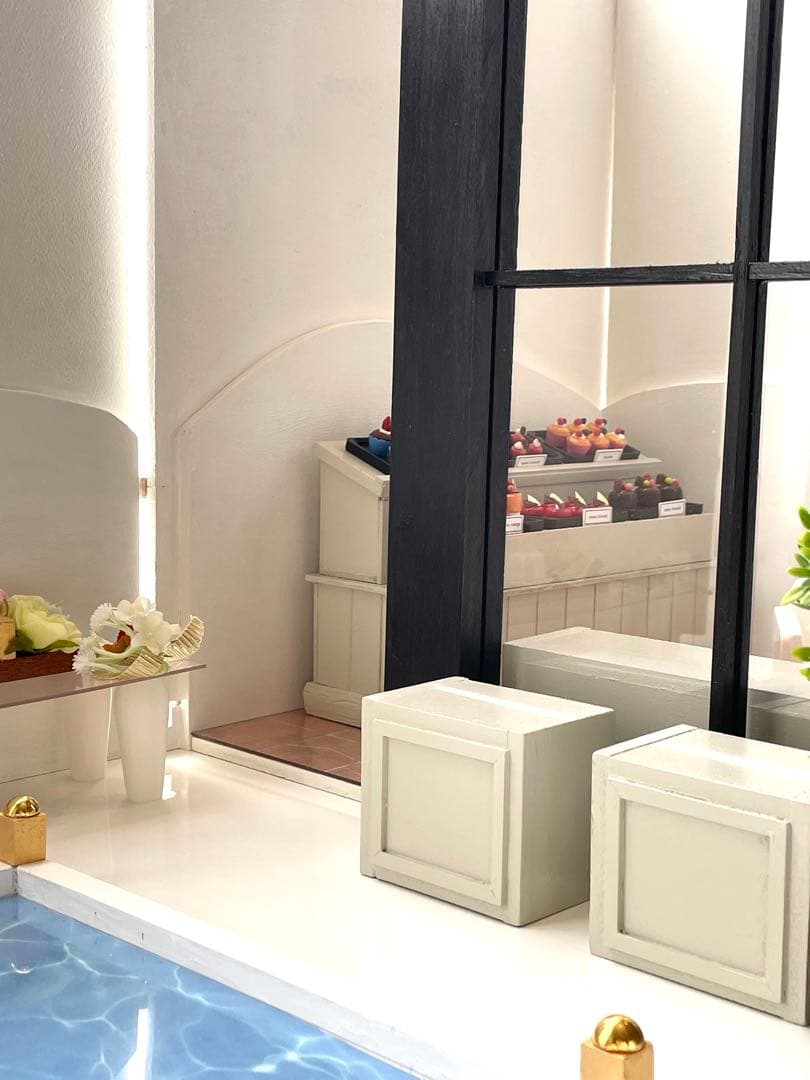 ドールハウス撮影背景ボード プールハウス＆パティオ☆ケーキカフェ追加しました♪