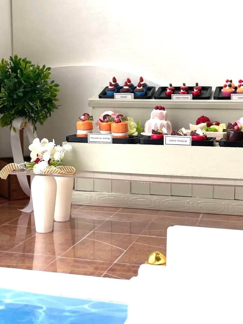 ドールハウス撮影背景ボード プールハウス＆パティオ☆ケーキカフェ追加しました♪