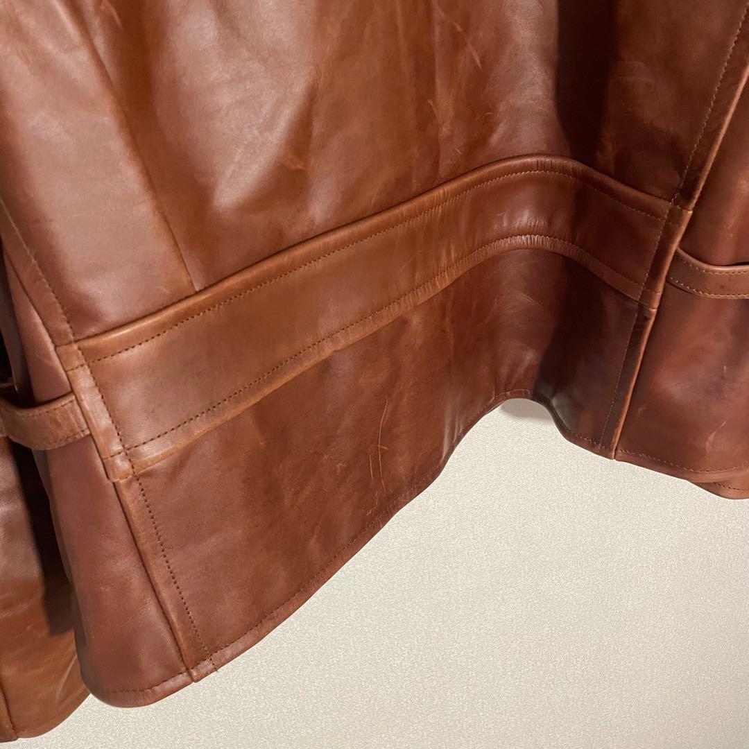 良品 90s ビンテージ シングル レザー ライダースジャケット US40