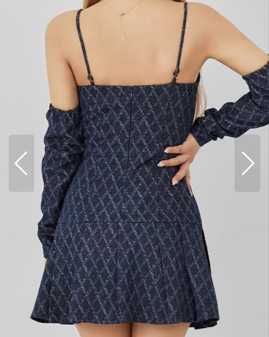 JEWELS 2WAYスリーブデニムキャミプリーツミニドレス/キャバドレス