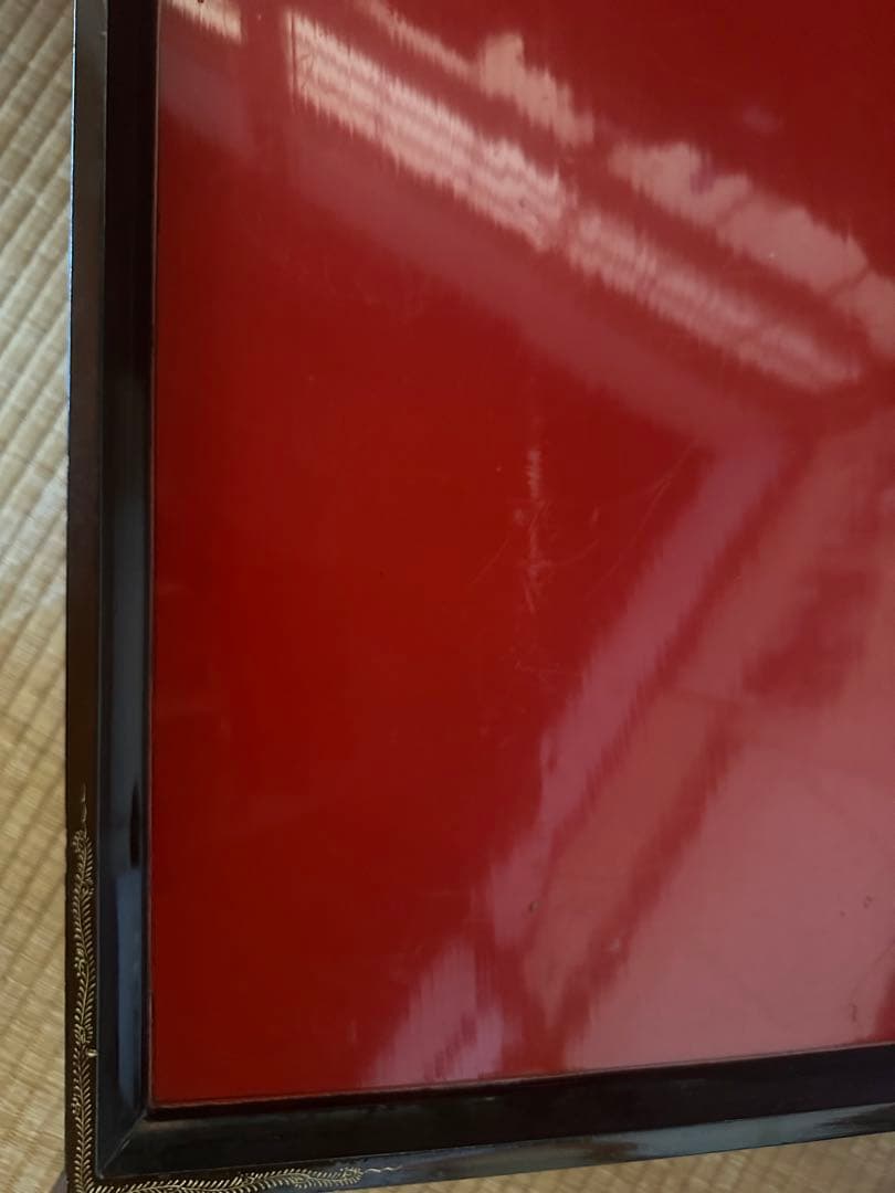 アンティーク 入れ子 机 輪島塗 脚付膳 一対 明治期 廣盆 蒔絵 黒朱塗