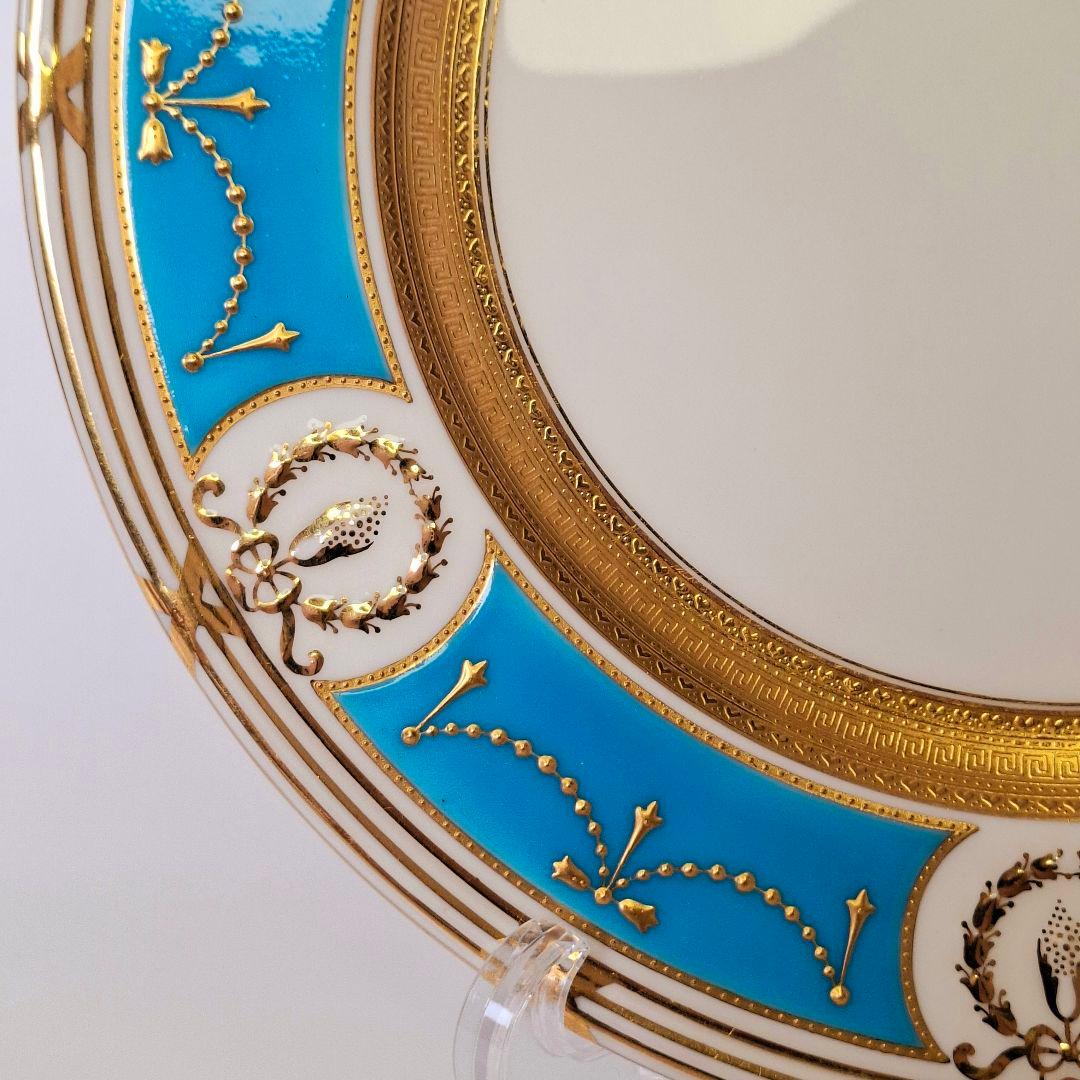 1900年 ミントン minton エナメル ターコイズ キャビネット プレート