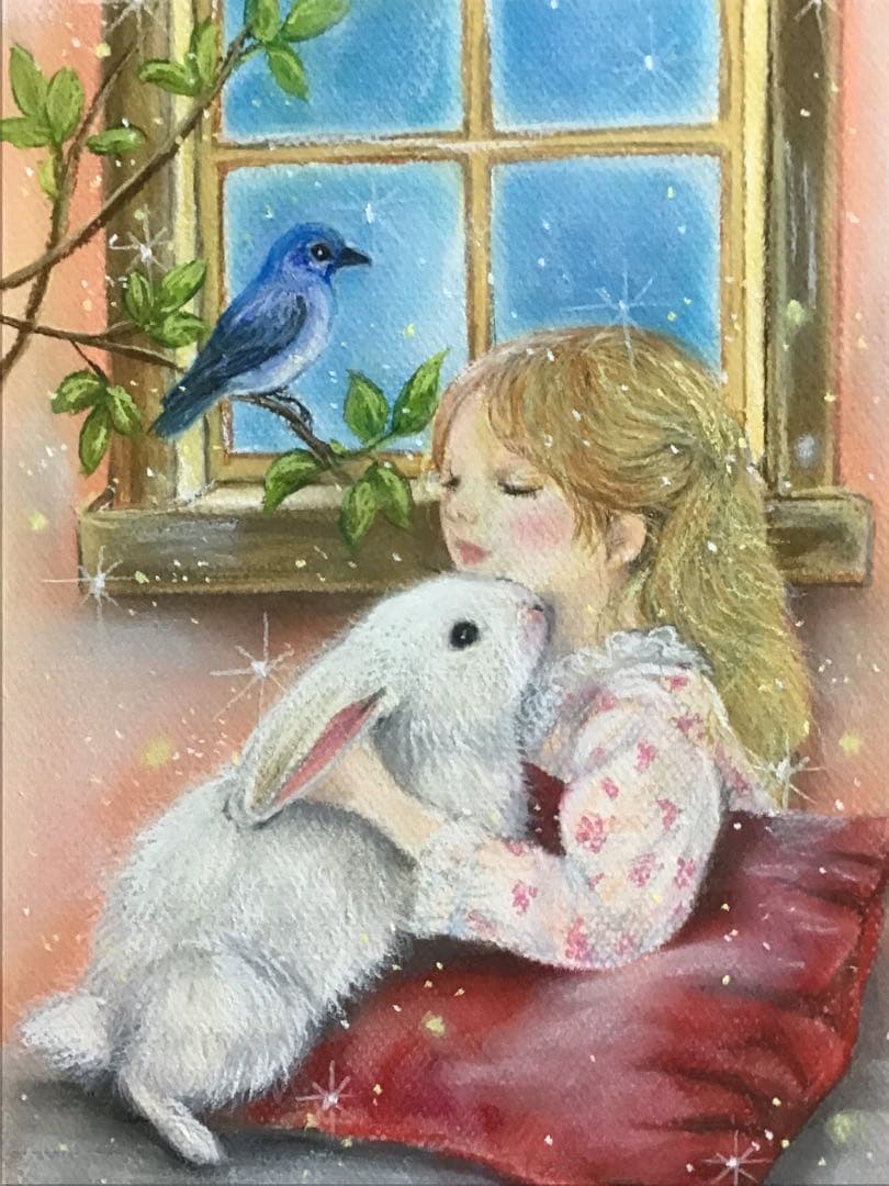 霧の森　ハンドメイドパステル画　絵画アート原画