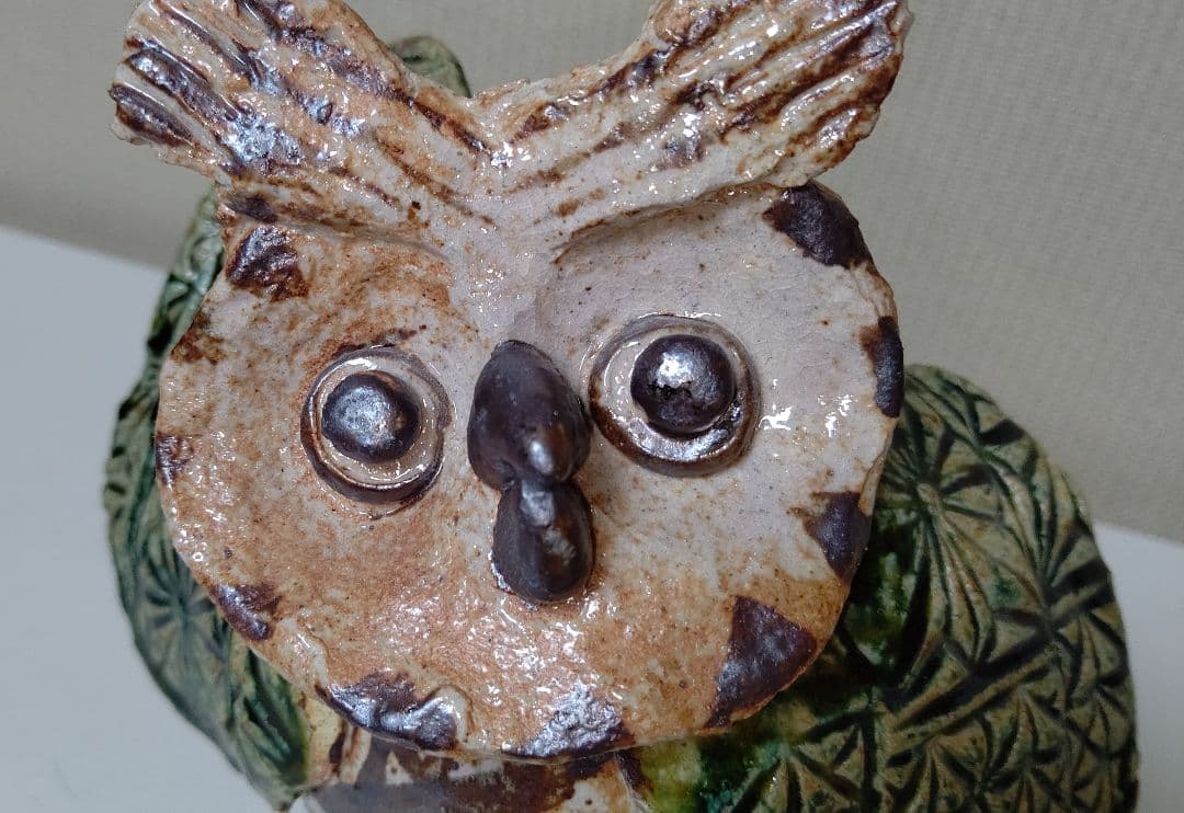 ふくろう 置物 一輪挿し 夢楽窯 織部 MURAKU 梟 フクロウ