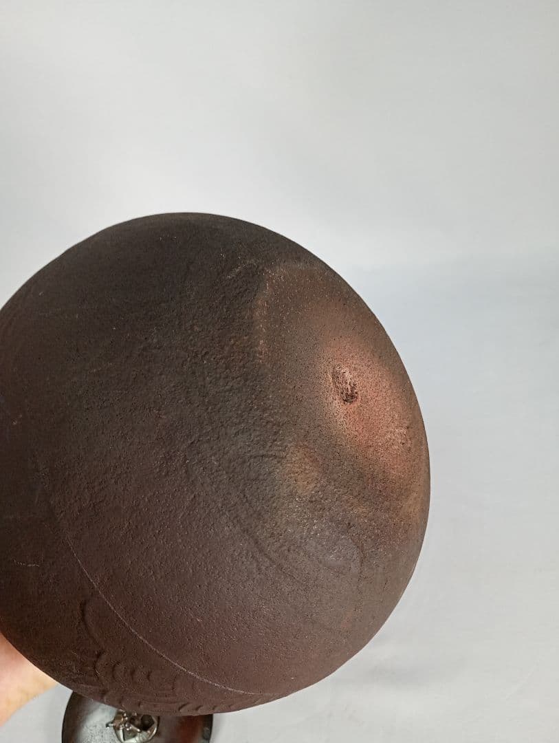 【茶道具】青海波紋様姥口丸釜　南鐐摘み　亀甲鐶付　茶釜　釜368