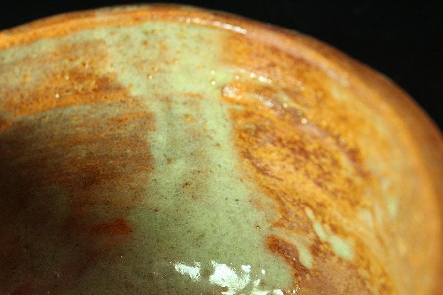 茶道具 手びねり 赤楽 片口茶碗 共箱 未使用(K-A673)