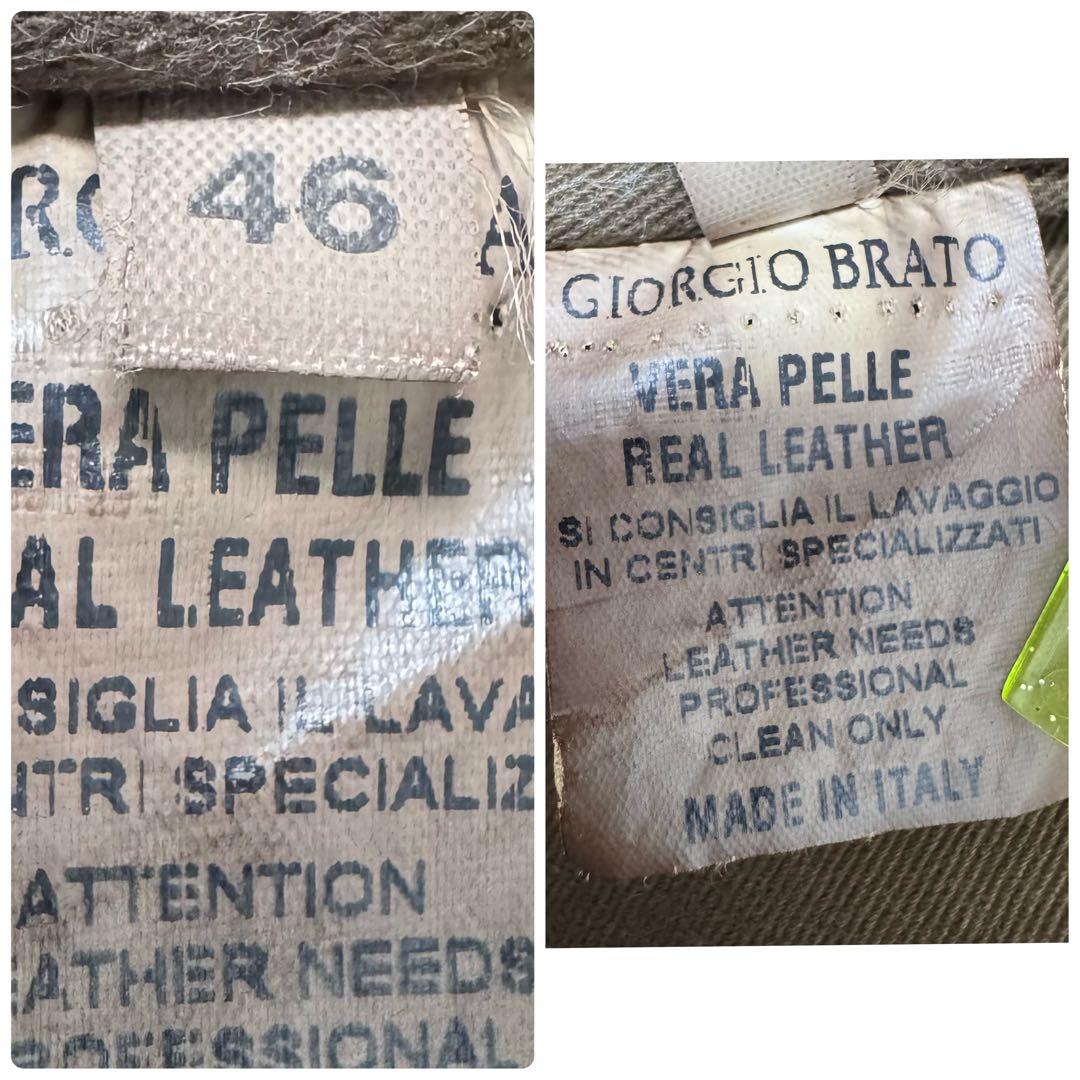 GIORGIO BRATO レザー シングルライダースジャケット ベージュ M