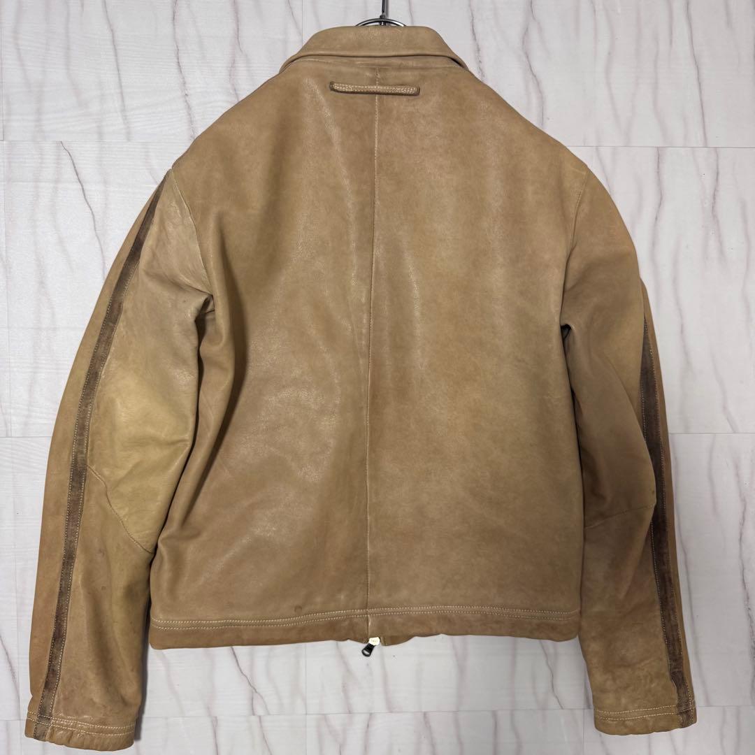 GIORGIO BRATO レザー シングルライダースジャケット ベージュ M