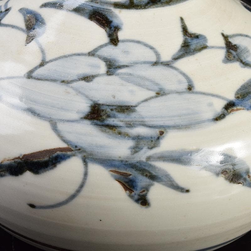 朝鮮美術　李朝　高麗白磁　染付　花文　長頸瓶　V　R4920