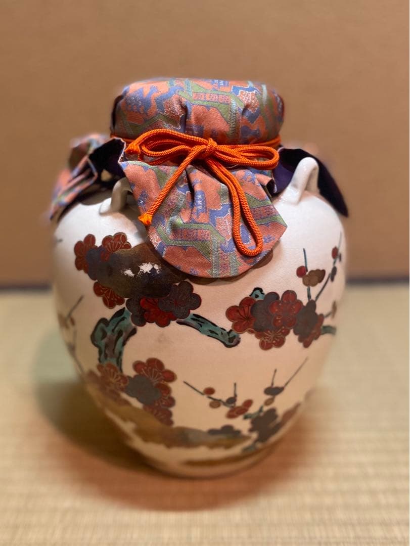 飾り壷　城岳　京焼　梅月文　新古品　茶壺
