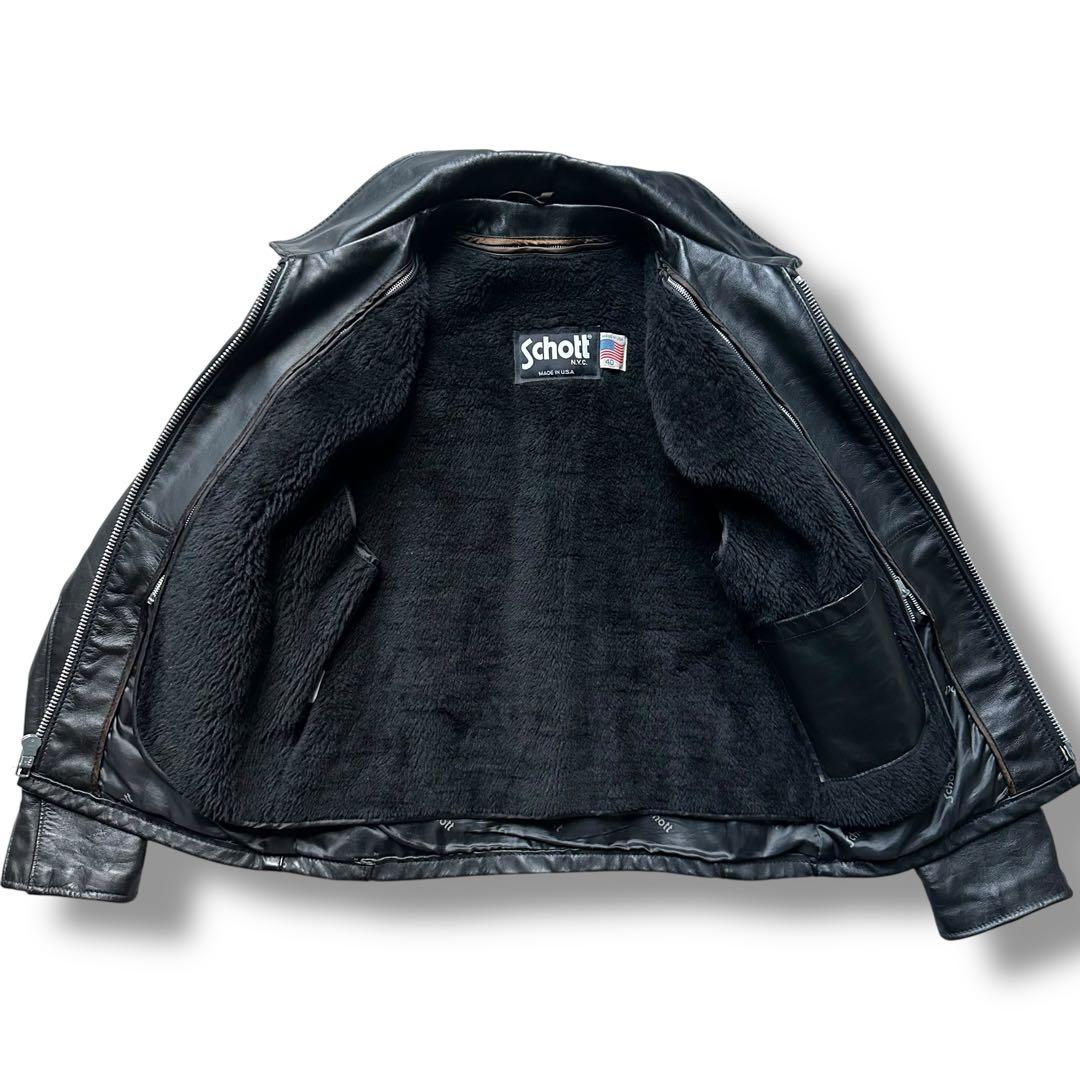XL相当 極美品 ショット 652 完品 ライダースジャケット 本革 ライナー