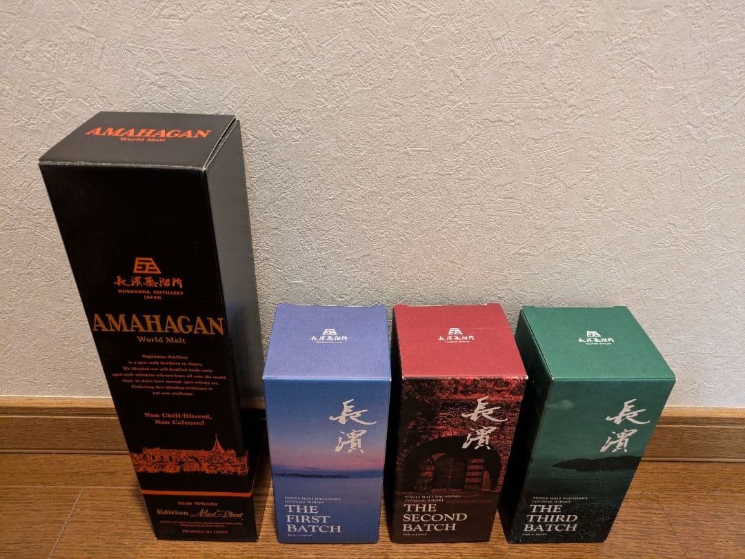 長濱シングルモルトウイスキー1st〜3rdとアマハガンモンペラ新品未開封品4本組