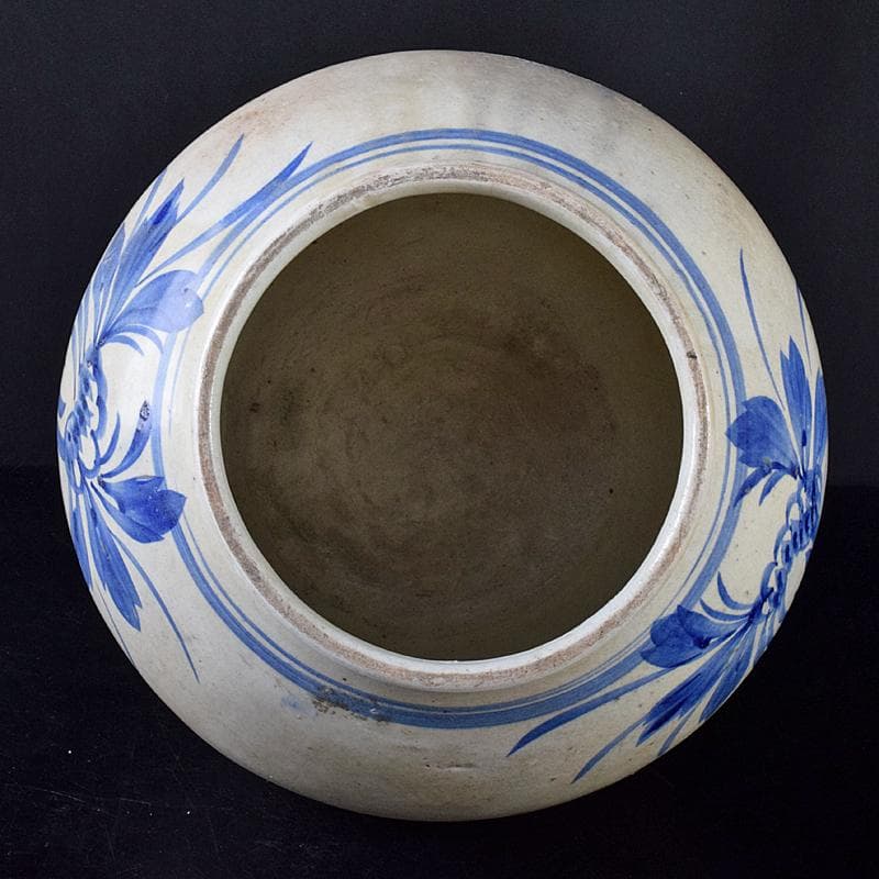 朝鮮美術　李朝　高麗白磁　染付　花文　壷　V　R7916B