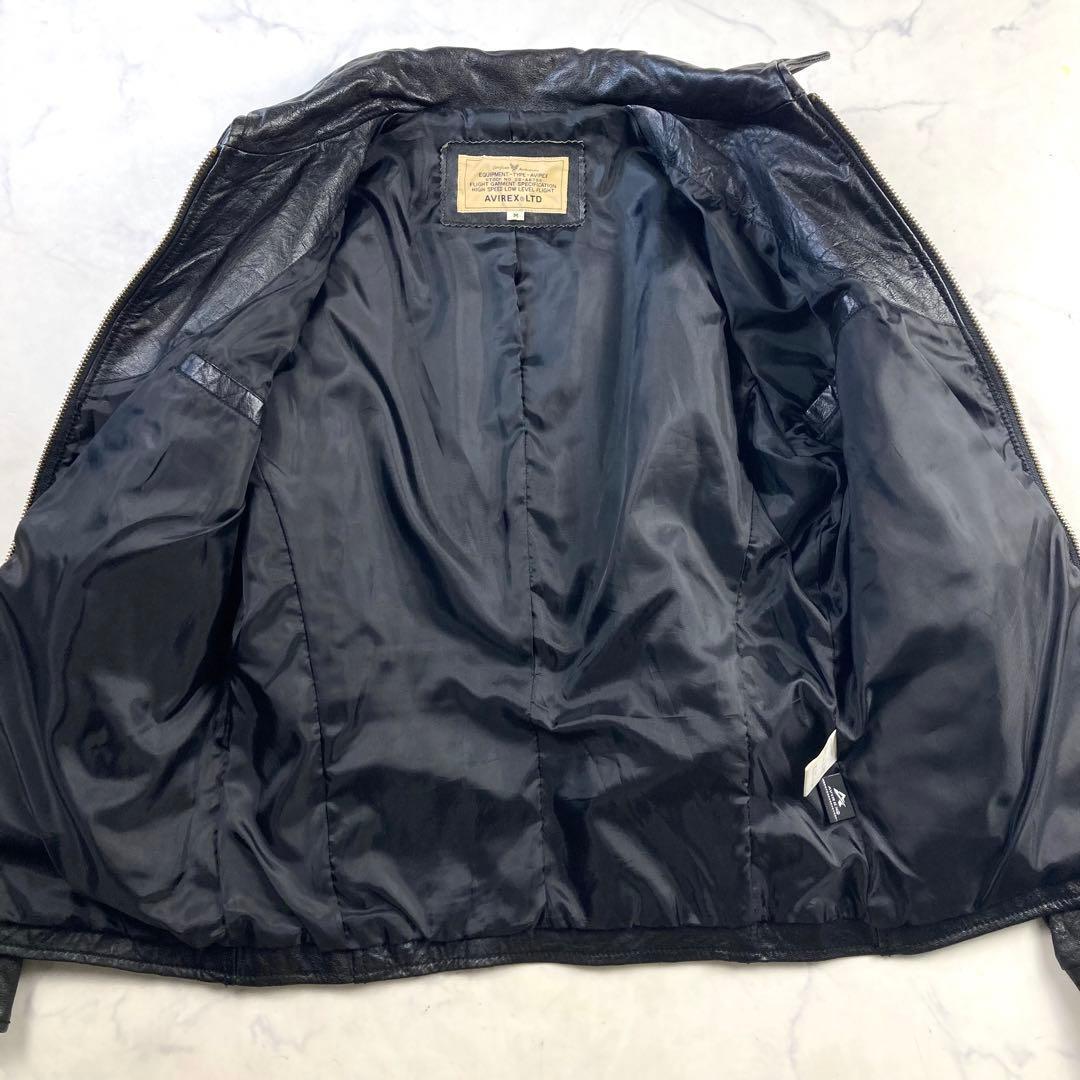 AVIREX レザージャケット 黒 ライダース シングル