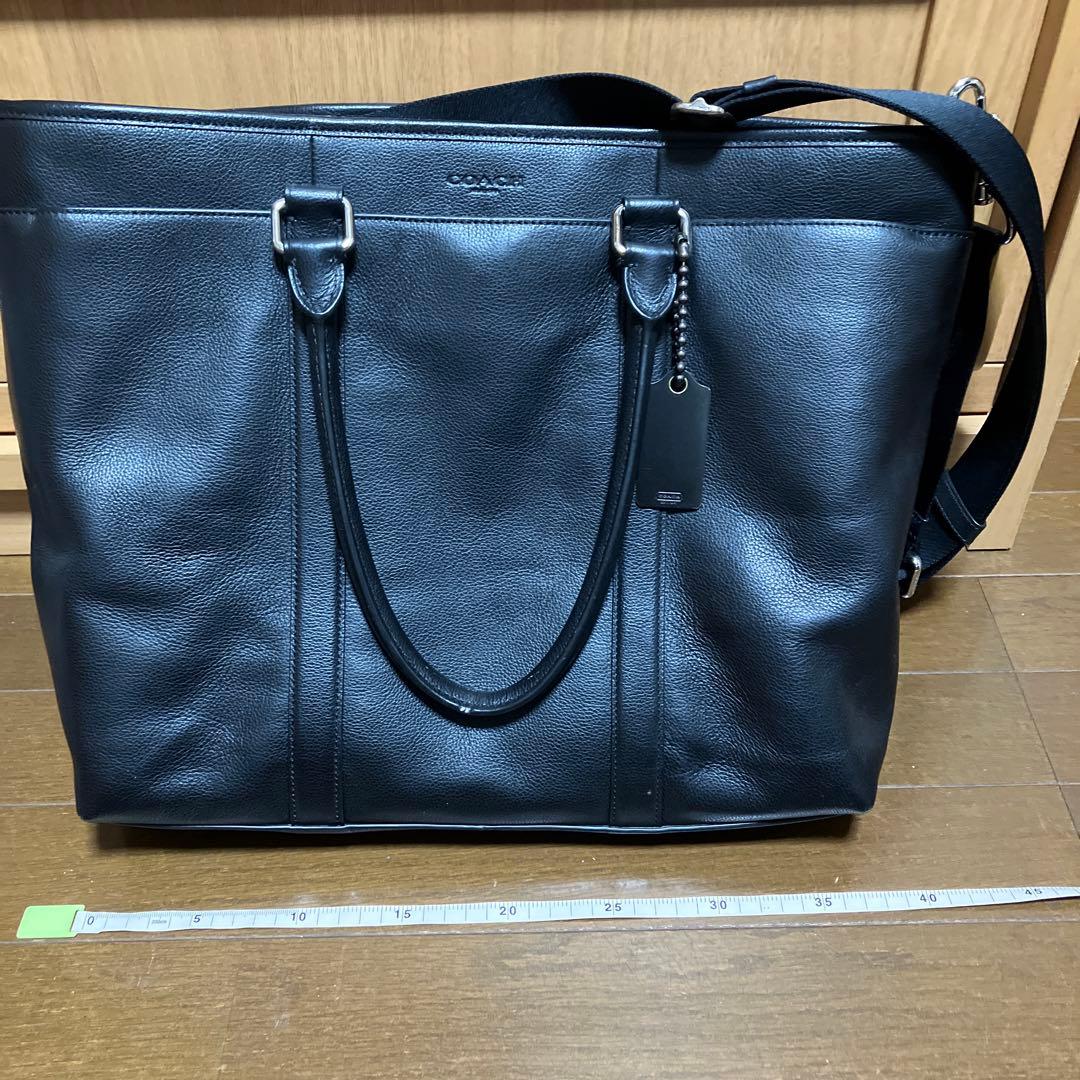 本日削除します！美品レザーcoachメンズトートバッグ　ブラック