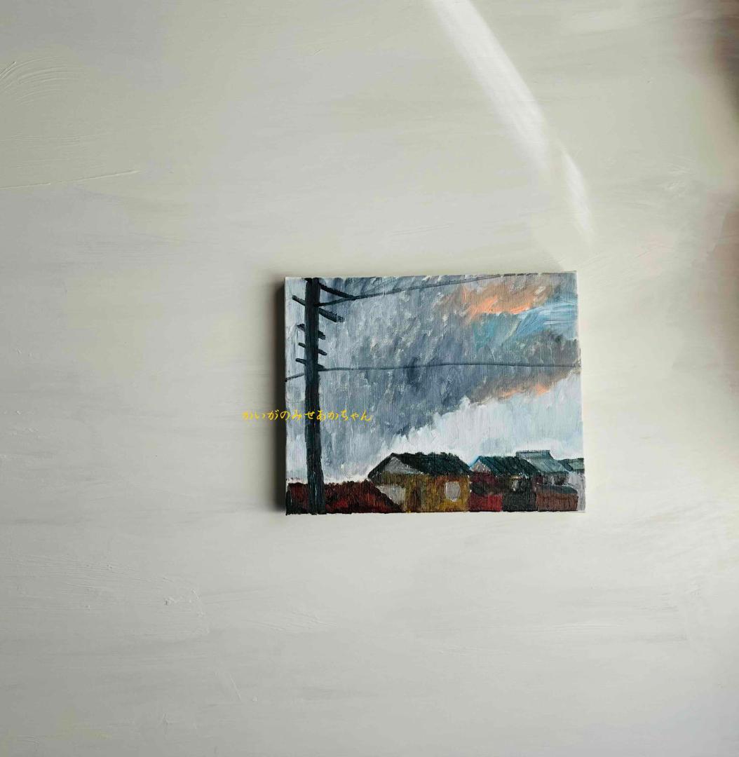 22×27㎝「住宅の在る風景」油彩・原画・F3