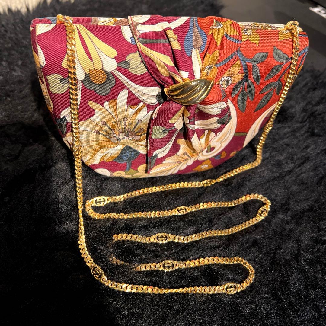 【希少】GUCCI グッチ パーティーバッグ　ゴールドチェーン　ミニショルダー