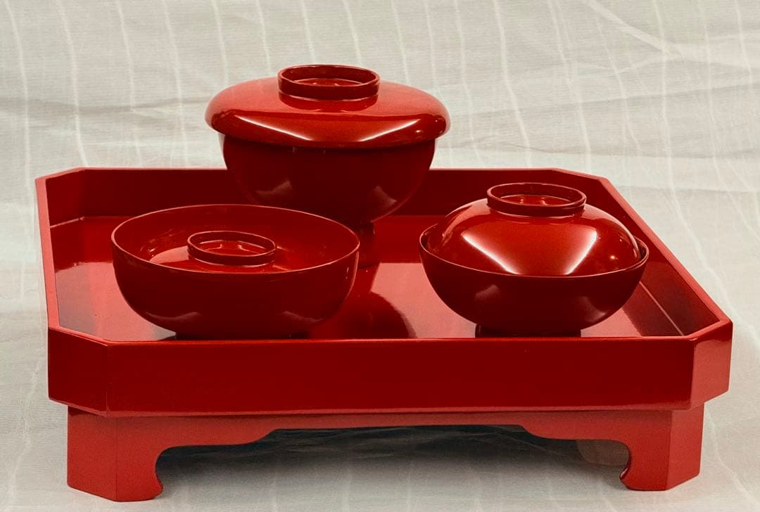 越前漆器 無地 祝膳 総朱 木製