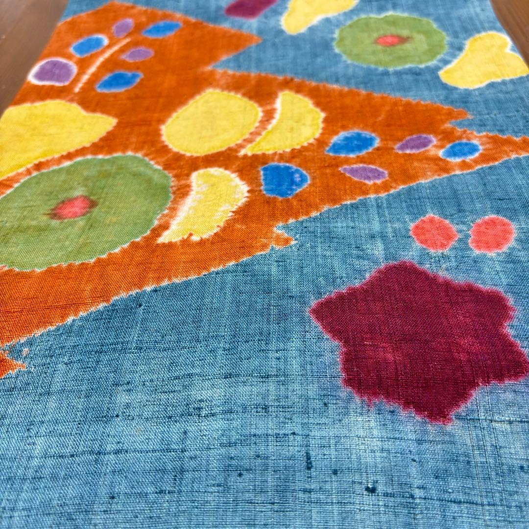 名古屋帯　九寸名古屋帯　染め帯　絞り　紬　カジュアル着物　正絹　o1568