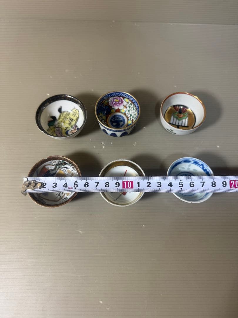 2496 まとめ売り　九谷焼　猪口　6客　時代物