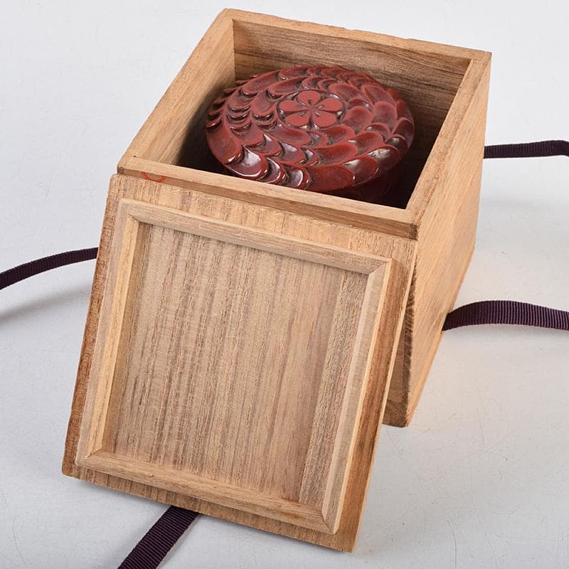 茶道具　秀円作　鎌倉彫　流水文　金輪寺棗　共箱　V　R9452