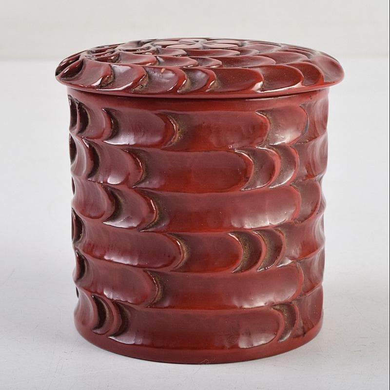 茶道具　秀円作　鎌倉彫　流水文　金輪寺棗　共箱　V　R9452