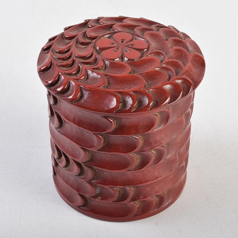 茶道具　秀円作　鎌倉彫　流水文　金輪寺棗　共箱　V　R9452