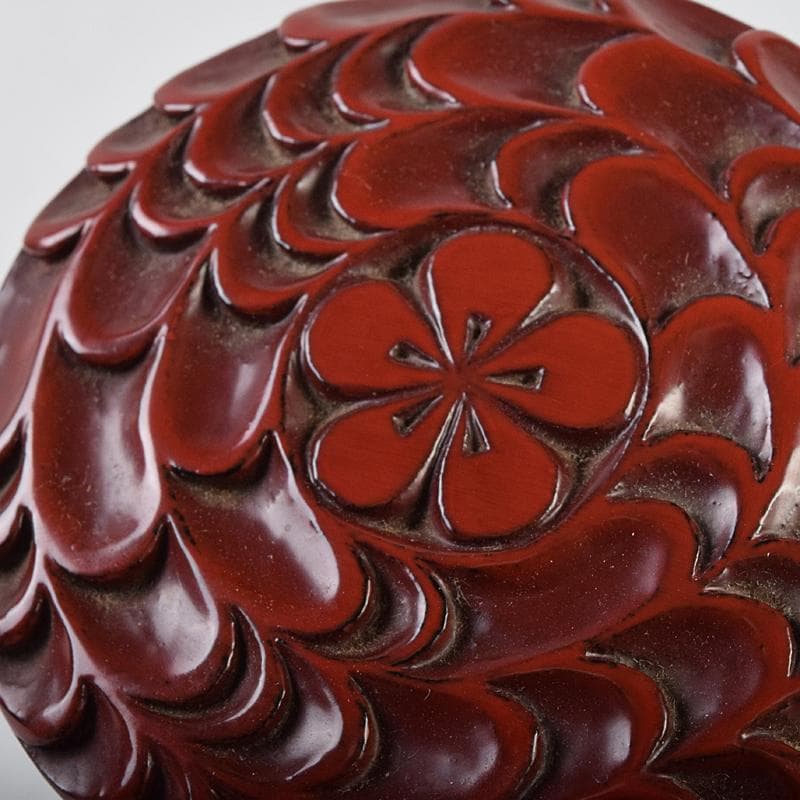 茶道具　秀円作　鎌倉彫　流水文　金輪寺棗　共箱　V　R9452