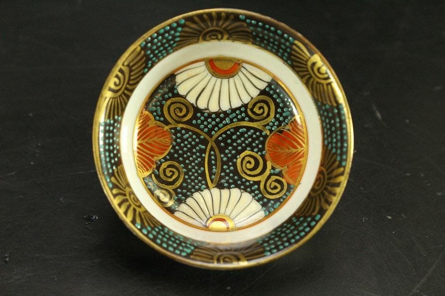 煎茶 酒器 九谷 寄せ盃 五客 時代物(A969)