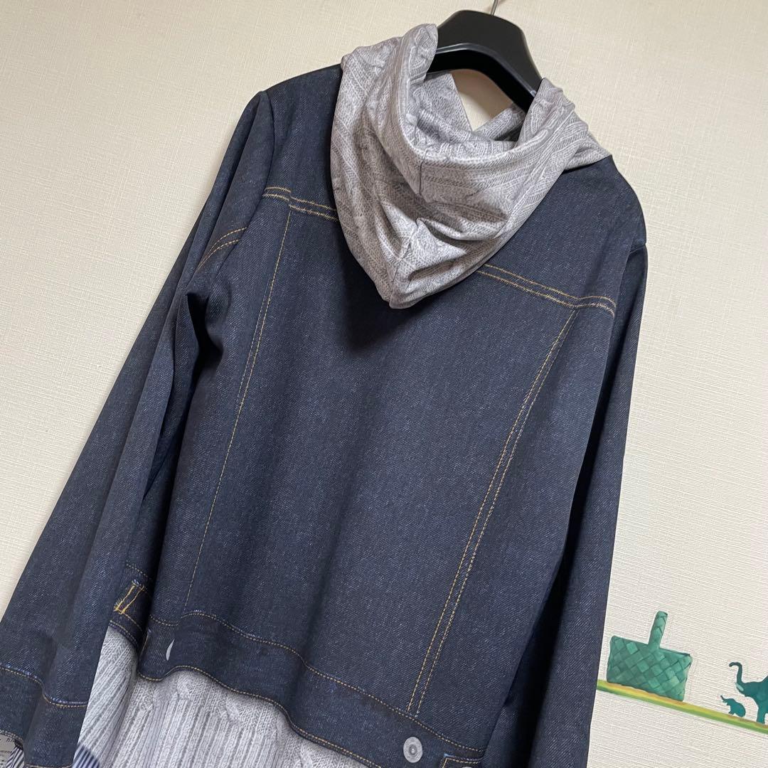 新品　ワコール　カルソン　フェイクデニム・パーカーチュニックカットソーM〜L ②