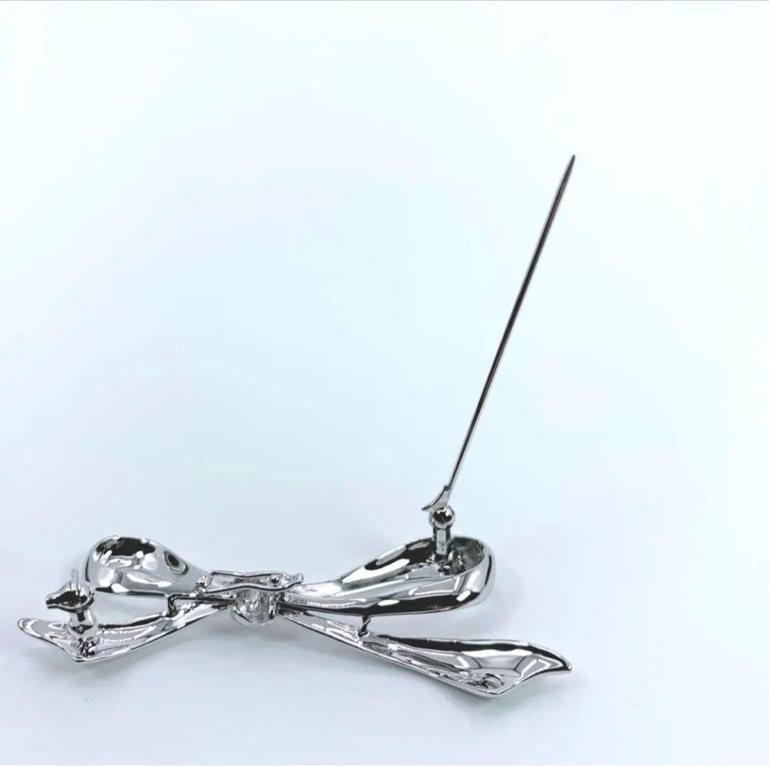 箱付き　MIKIMOTO　ミキモト　シルバー　ブローチ　リボン　りぼん