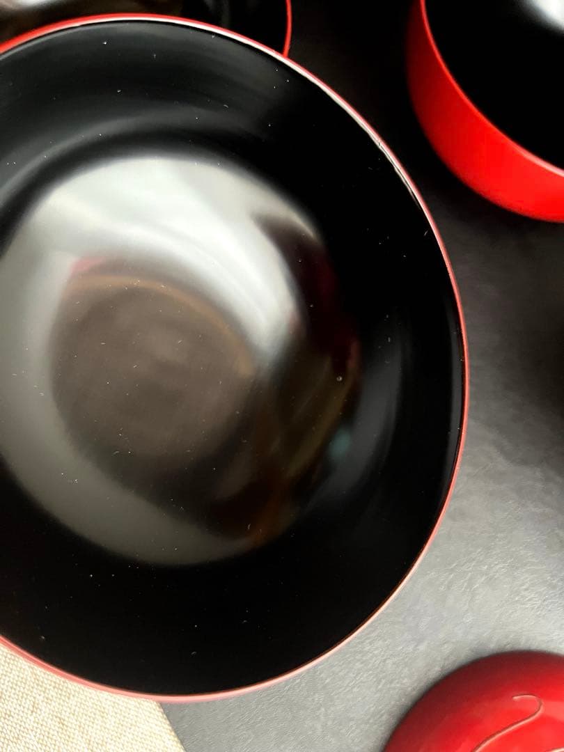 宮崎漆器　琉球ぬり　海老　えび　蓋付き椀　お椀　5点